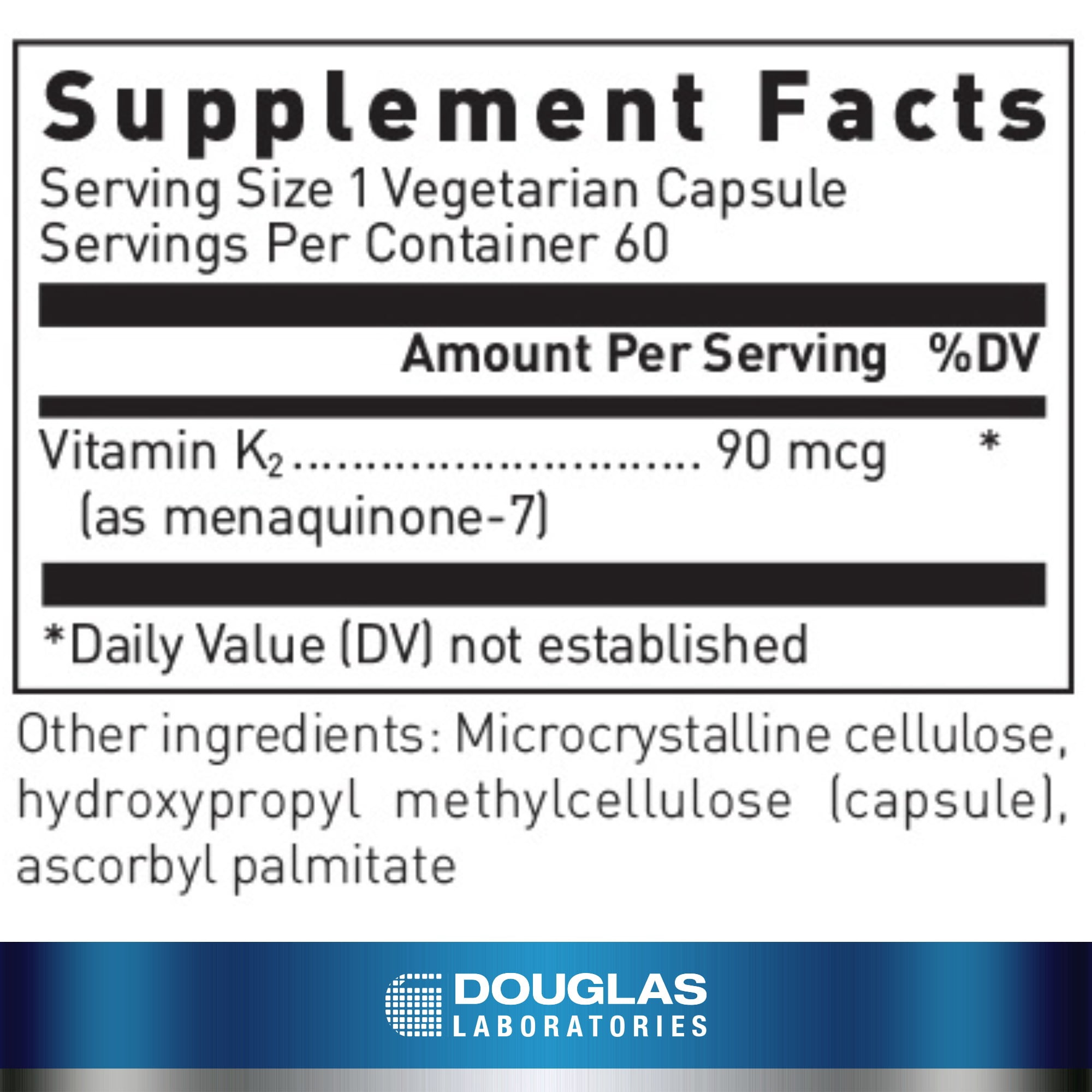 Douglas Laboratories Vitamin K2 | Menaquinone-7 Supplement to Support Bone Formation, Mineralization, and Blood Vessels* | 60 Capsules