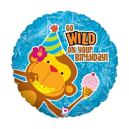  Monkey  Party  Go Wild on Your Birthday  18 inch Mylar 