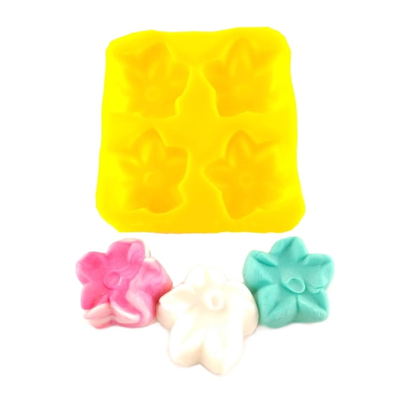 EDELAINE'S Apple Blossom 4 Cavity Silicone Molds for Cream Cheese Mints , Chocolate