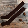 thumbnail image 3 of 1 Pair New Women Solid Over Knee High Socks Spring Autumn Winter Warm Knit Soft Thigh High Long Stockings Female Long Knee Sock coffee, 3 of 4
