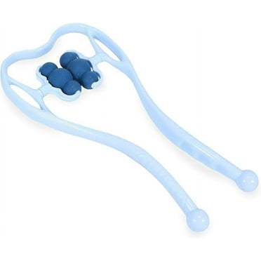 Broman Neckbud Massage Roller - Ultimate Neck Massager Roller for Pain Relief Deep Tissue - Manual Multi-Use Handheld Massager for Neck, Shoulder, Legs etc - 6 Ball Rollers, Blue