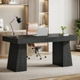 thumbnail image 2 of Tribesigns 55" Home Office Desk, Mid-Century Modern Executive Desk, Wood Computer Desk, Black, 2 of 7
