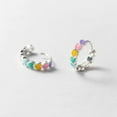 thumbnail image 4 of Sterling Silver Rainbow Heart Hoop Earrings for Women Teens Colorful Love Earrings Huggie for Valentines Day, 4 of 9