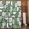 thumbnail image 3 of Boho Abstract Colorful Floral Shower Curtain, Vintage Retro Patchwork White Green Flower Botanical Geometric Aesthetic Groovy Bathroom Decor Shower Curtain Set with 12 Hooks, 72X72in, 3 of 5