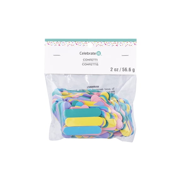 Celebrate It Party Confetti – Pastel Sprinkle Paper Confetti - Assorted Colors - 2" Pieces - 12 Packs (2 oz Each)