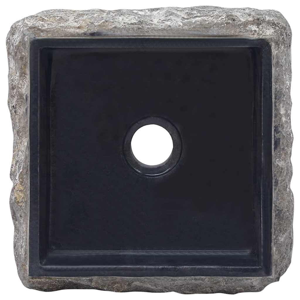 vidaXL Bathroom Basin, Countertop Vanity Sink, Natural Shape, Black 11.8"x11.8"x5.1" Marble Square