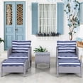 thumbnail image 3 of Outsunny 5 Pieces Wicker Patio Furniture Sofa Set Thick Padded Cushions, Outdoor PE Rattan Conversation Coffee Set with Armchairs, Footstools and Glass Top Table, Blue and White, 3 of 9