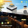 thumbnail image 3 of vighep 12 Pack 4x4 Solar Post Cap Lights Outdoor, Waterproof Dusk to Dawn 3 Color Modes LED Fence Post Lights for 4 inch Vinyl PVC Wood Posts Deck Driveway Porch Backyard Black, 3 of 9