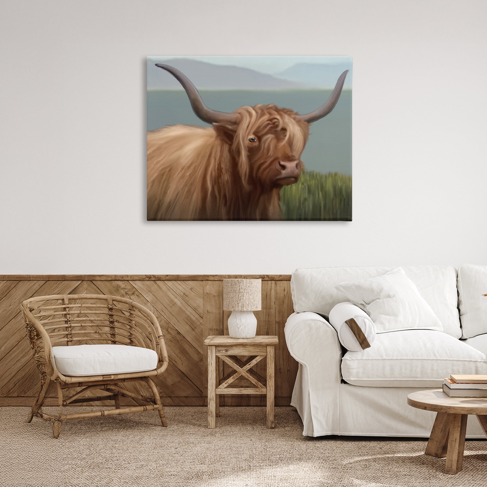 Stupell Industries Scottish Highland Cattle Landscape Canvas Wall Art, design by Matthew Piotrowicz