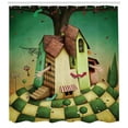 thumbnail image 3 of Mural Shower Curtain, Conceptual Illustration for Fairy Tale Wonderland House with a Girl Trapped Inside, Fabric Bathroom Set with Hooks, 69W X 84L Inches Extra Long, Multicolor, by Ambesonne, 3 of 3