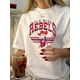 thumbnail image 1 of 1pc Summer Casual Cartoon Print T-Shirt for Women, Polyester Crew Neck Short Sleeve Top, Regular Length Knit Fabric Tee, 1 of 6