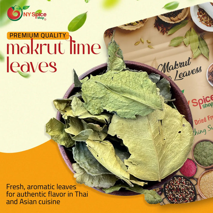 NY Spice Shop Makrut Lime Leaves - 1 Pound - Kaffir Leaves - Thai Lime Leaves - Citrus Hystrix Leaves - Wild Lime Leaves