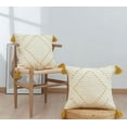 thumbnail image 3 of Nvzi Decorative Cotton Throw Pillow Covers Farmhouse for Couch Sofa Living Room 18*18inch (Yellow Tassels), 3 of 5