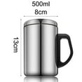 thumbnail image 2 of Fancy Leak Proof Insulated Coffee Mug with Handle & Lid - Stainless Steel Coffee Travel Mug - Double Walled Coffee Cup 500ml Silver, 2 of 11