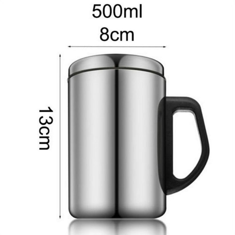 Travelwant 500ml Insulated Coffee Mug with Lid, Stainless Steel, Double  Wall Vacuum Insulated Travel Mug Coffee Cup with Handle, Stainless Steel/Silver  