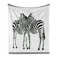 thumbnail image 1 of Wildlife Soft Flannel Fleece Throw Blanket, Abstract Cartoon Pair of Zebras Contast Stripes Zoo Silhouette Camouflage, Cozy Plush for Indoor and Outdoor Use, 70" x 90", Black and White, by Ambesonne, 1 of 6