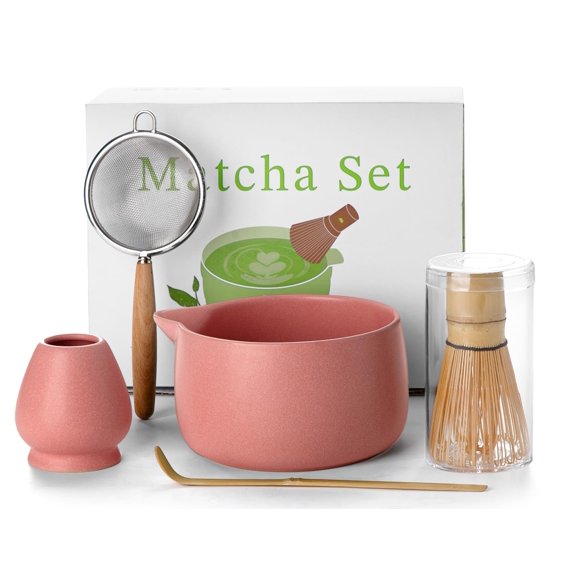Set de matcha Jardin Tesoro de 20 oz, tazón de cerámica, kit de 5 piezas