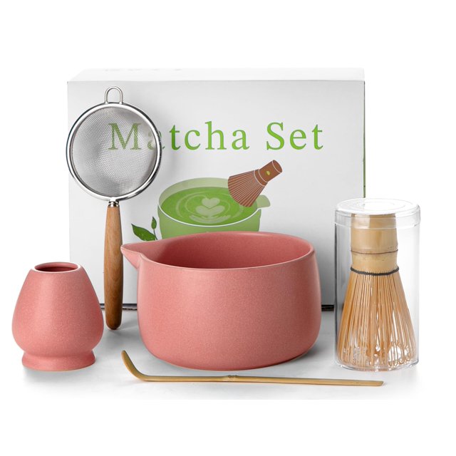 Set de matcha Jardin Tesoro de 20 oz, tazón de cerámica, kit de 5 piezas