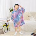 thumbnail image 6 of Wearable Blanket with Sleeves and Pocket Oversized Hooded Sweatshirt 3-14 YR Watercolor Powder Blue Pattern M, 6 of 7