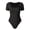 Black, variant on Women Summer Bodysuit Square Neck Short Sleeves Skinny High Elasticity Thread Tight Waist Tummy Control Solid Color Lady Playsuit