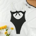 thumbnail image 4 of Women's Swimsuit Bathing Suits High Cut V Neck Color Block Slimming Spaghetti Strap Swimwear, 4 of 5