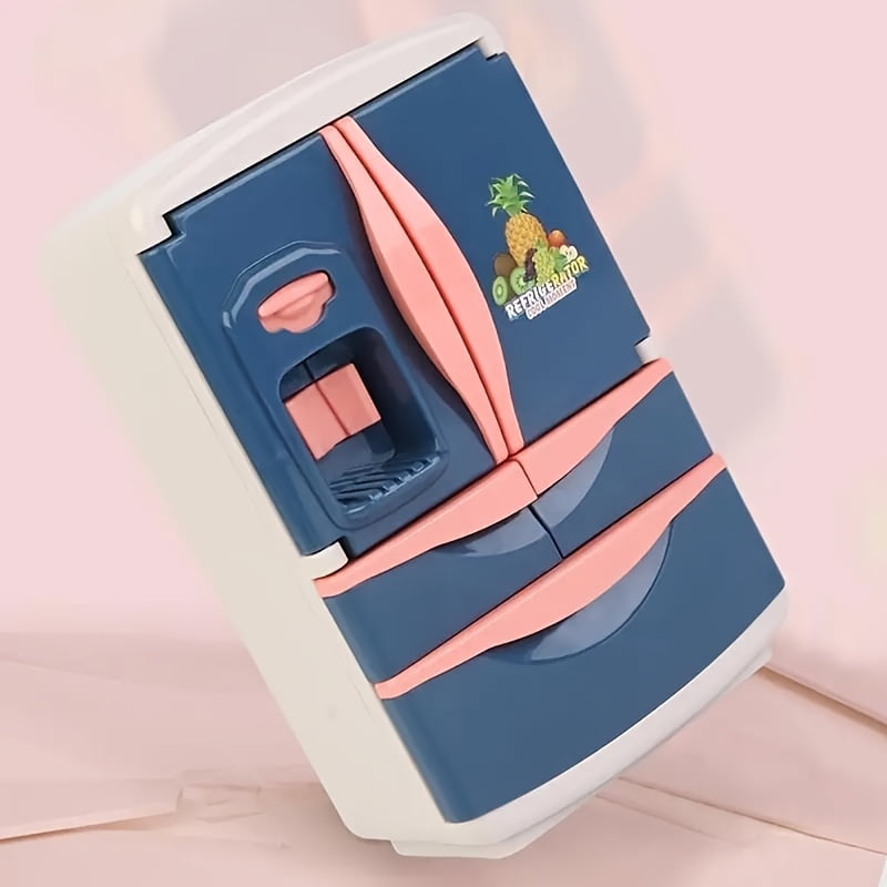 Mini Fridge Toy, Dollhouse Furniture, Minibrands Fill The Fridge Mini Brands, Interactive Blue Pretend Play, Educational Role-Play, Christmas Birthday Gift for Boys and Girls