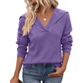 thumbnail image 5 of hoksml Women's Sailor Collar Ribbed Knit Sweater, Long Sleeve Slim Casual Pullover, 5 of 7