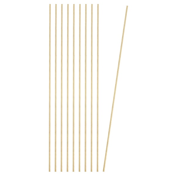 Uxcell 10 Pcs Round Brass Rods, 2mm Dia. 26cm / 10.24 Inch Length H59 Brass Bar Solid Metal Rods for DIY Crafting Jewelry Plating Repairing Science Class, Brassy