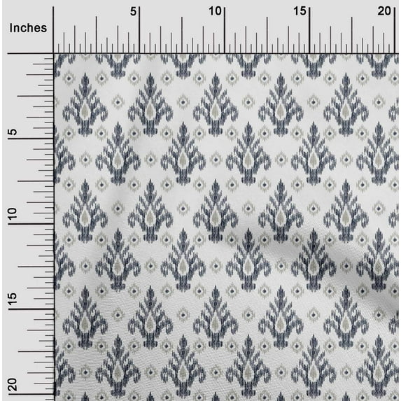 oneOone Cotton Cambric Fabric Diamond & Swirl Ikat  Printed Craft Fabric BTY 56 Inch Wide