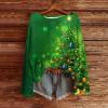 thumbnail image 2 of asdoklhq V Neck Sweaters for Women's Christmas Printed Casual Crew Neck Long Sleeve Pullover Sweater Knitted Pullover Top Green L, 2 of 7