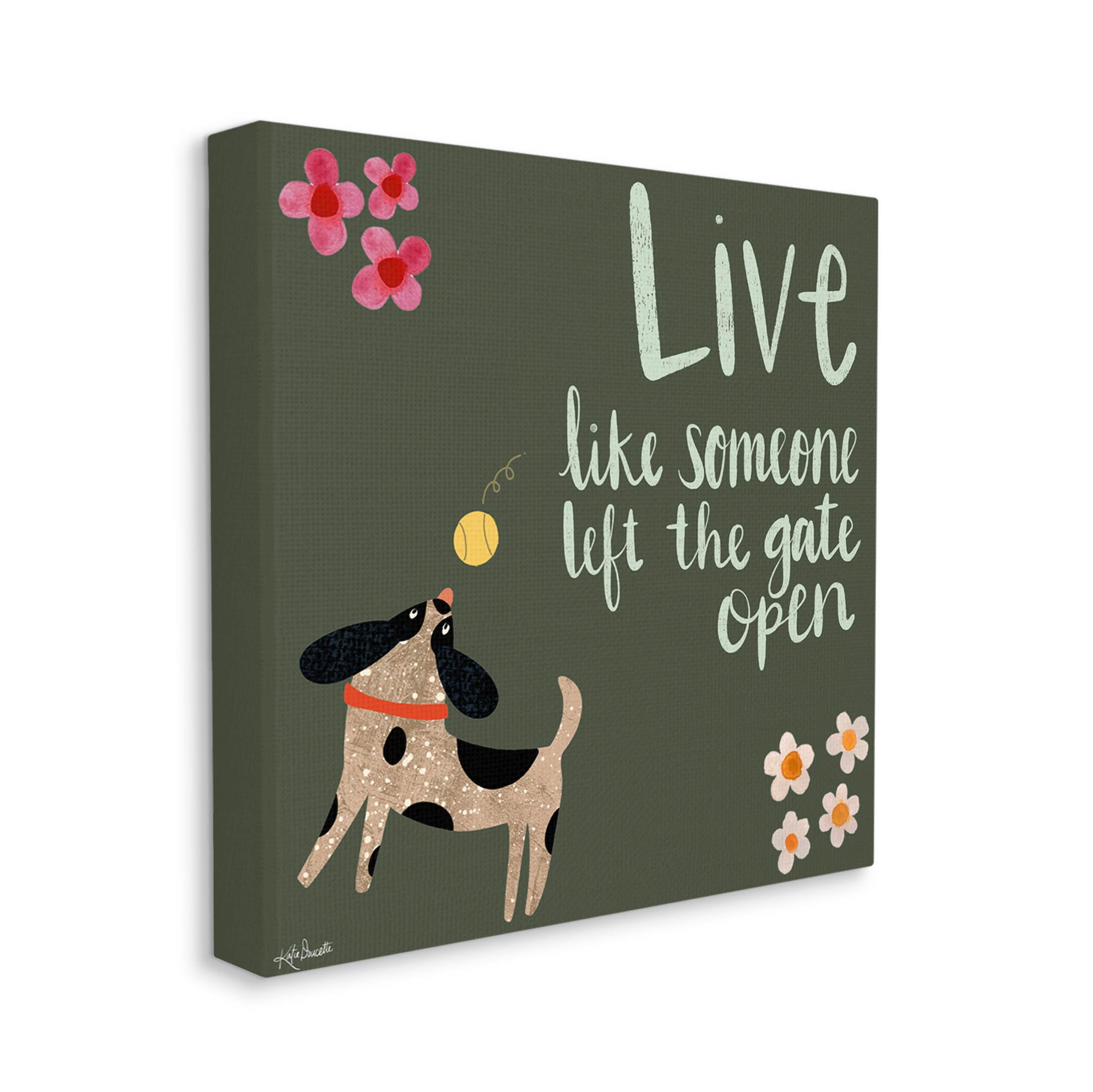 Stupell Industries Motivational Dog Humor Floral Quote Graphic Art Gallery Wrapped Canvas Print Wall Art, Design by Katie Doucette
