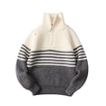 thumbnail image 2 of HBGVBA Boys Long Sleeve Sweater,Quarter Zip Knit Tops,Fall Winter Stand Collar Casual Pullover Sweaters for 7-15 Years Kids, 2 of 6
