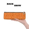 thumbnail image 3 of Xecao Orange Glitter Print Leather Pencil Case -Stationery Bag Pen Holder for Work & Office, 3 of 5