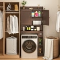 thumbnail image 3 of Noelse  Over the Toilet Storage Cabinet, Over Toilet Bathroom Organizer with 2 Doors, Adjustable Shelves, Toilet Paper Holder, 2 Side Hooks, Space-Saver for Bathroom, Laundry, Brown, 3 of 9