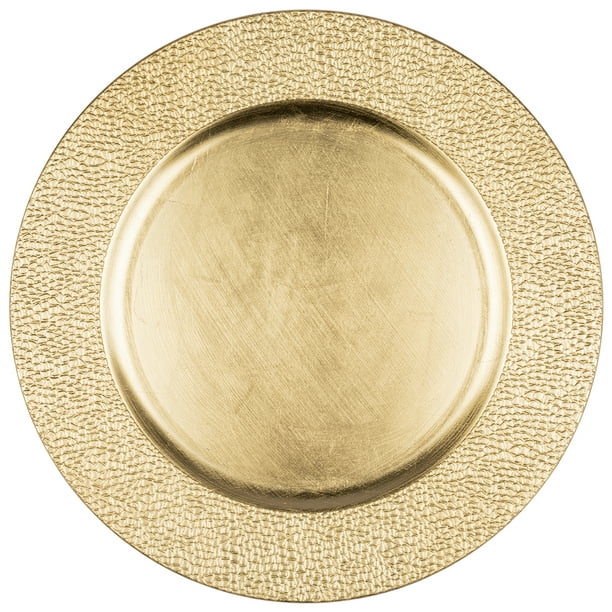 Koyal Wholesale Acrylic Charger Plates Round Gold Pebble Edge Rim - Set of  4 Buy Bulk for Weddings and Events 