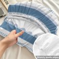thumbnail image 4 of King Size Fitted Sheet Set - Blue Striped 3 Piece Bedding Sets 16" Deep Pocket Fitted Sheet with 2 Pillowcases, Farmhouse Vertical Stripes Geometric Brushed Microfiber Hotel Luxury Bed Sheets, 4 of 9