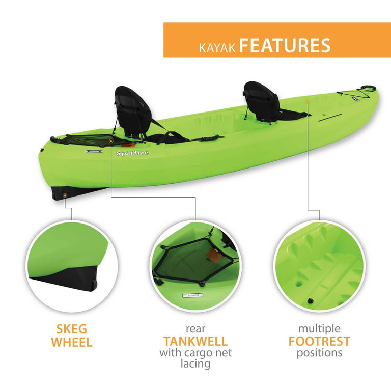 Lifetime Spitfire 12 ft Tandem Sit-on-Top Kayak, Lime Green (90476) 