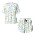 thumbnail image 4 of Naloa Daisies Flowers Women's Short-Sleeved Pajama Set, Loungewear, Summer pajamas, Breathable Cozy - 3X-Large, 4 of 9