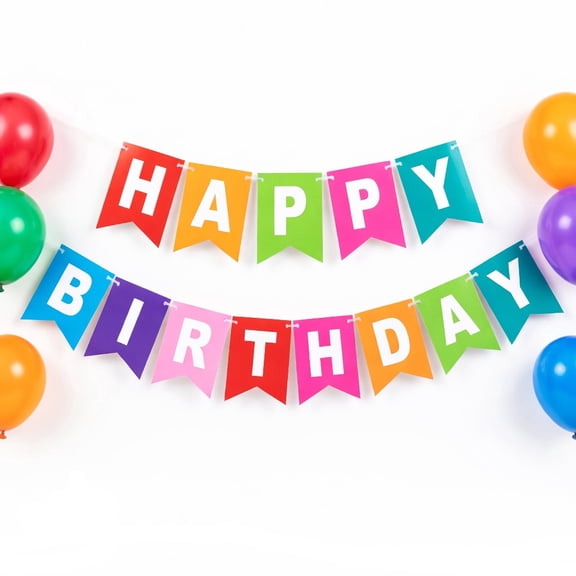 ALFEUND Rainbow Happy Birthday Banner Colorful Birthday Flag Bunting for Party Backdrop Decor, Happy Birthday Sign Party Supplies for Women Kids Baby Shower Hanging Decor