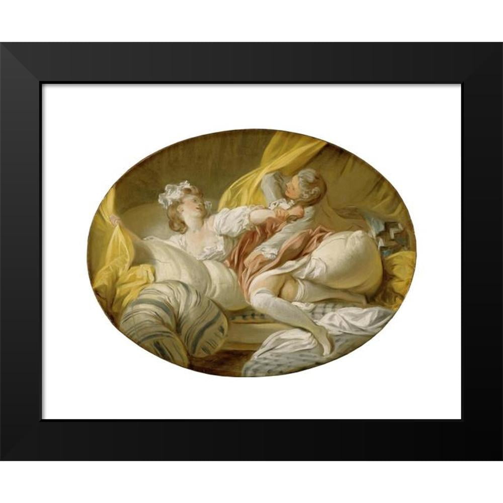 Jean-Honoré Fragonard 14x12 Black Modern Framed Museum Art Print Titled - The Beautiful Servant