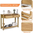thumbnail image 2 of AODAILIHB Wooden Console Sofa Table，Rattan Entryway Table with 2 Drawers and Storage Open Bookshelf, 2 of 9