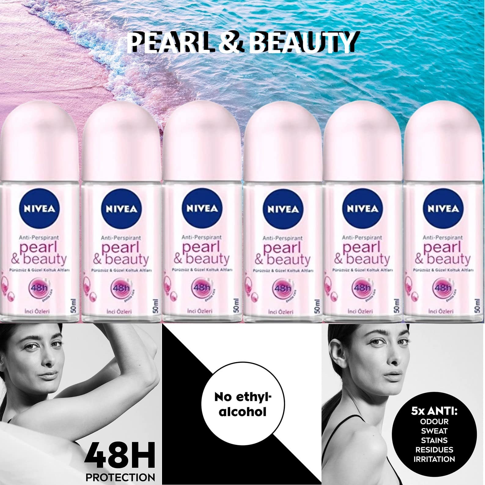 Nivea Women Deodorant Roll On Series Pacl Of 1-3-6 Pearl&Beauty Roll On 6