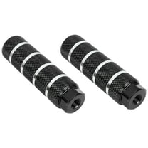 Unique Bargains Pair Aluminum Alloy Stripe Cylinder Axle Rear Foot Pegs Footrests for Bike Fit 3/8" Axle Inner Dia Black