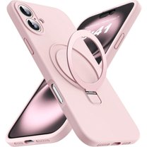Entronix Silicone Case Designed for iPhone 17 with Stand, Protection Shockproof Dropproof Dustproof Slim Design Phone Cover, Pink