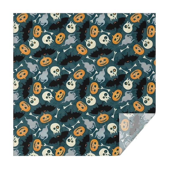 Halloween Spooky Icons Pattern Square Tablecloth,Waterproof Square Table Cover,Wipeable Spillproof Washable Table Cover for Home Kitchen Party Decor 42"X42"(107x107cm)
