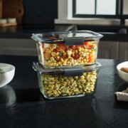Rubbermaid Brilliance Glass Set of 3 Food Storage Containers with Latching Lids, Plastic Food Storage Containers with Easy Find Lids, Great for Leftovers, Meal Prep & Organization