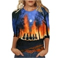 thumbnail image 2 of Jsaierl Womens Halloween Shirts Novelty Witch Print Tees Vintage Loose Fit Round Neck T-Shirts 3/4 Sleeve Holiday Blouse Tops Halloween Clothes,Sizes S-5XL, 2 of 5