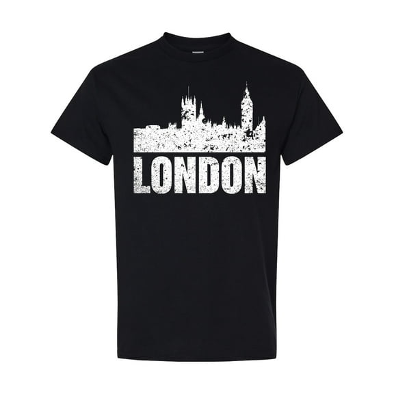 Inktastic London England City Skyline with Grunge T-Shirt