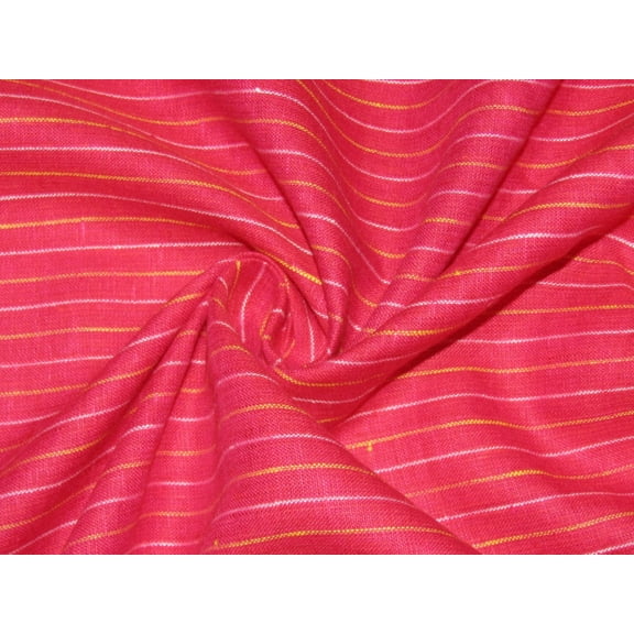 100% Linen Red and Yellow stripe 60's Lea Fabric 58" wide [10810]