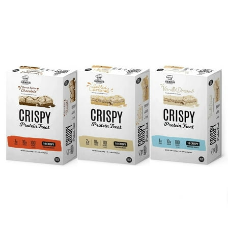 Genius Gourmet Crispy Protein Treat - Jumbo Variety Pack (30 Bars)